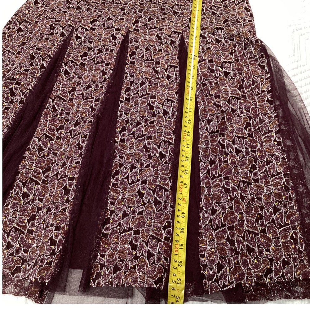 Candalite Wine Tasting Social Dress, S, Burgundy Lace w/ Metallic Thread, NWT - Picture 6 of 8